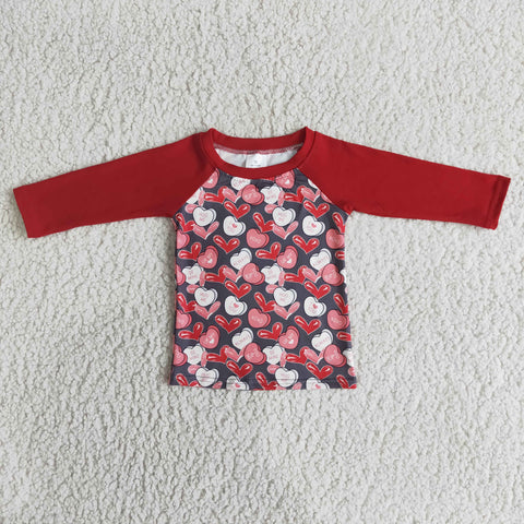 6 B3-4 Promotion $5.5/set heart red long sleeve shirt