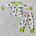 6 B4-20  Promotion $5.5/set no MOQ RTS christmas long sleeve shirt and pants boys outfits