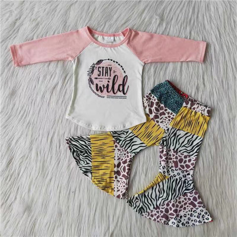 Promotion $5.5/set long sleeve shirt and pants girls outfits