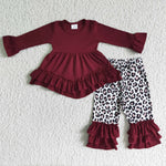 6 B4-38   Promotion $5.5/set no MOQ RTS red long sleeve shirt and pants girls outfits