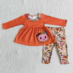 Promotion $5.5/set no MOQ RTS long sleeve shirt and pants girls outfits