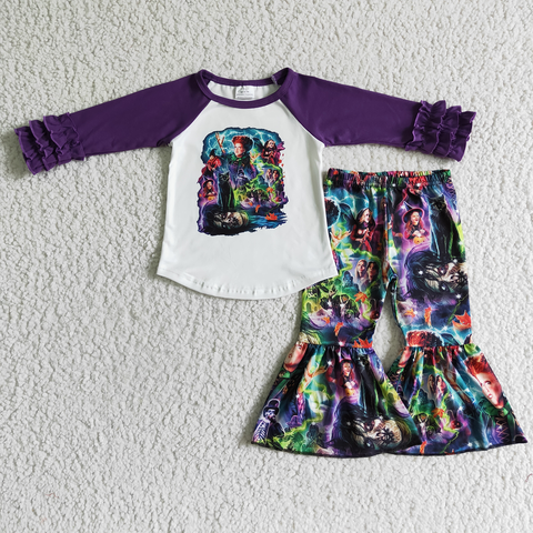 Girl halloween witches long sleeve purple outfit