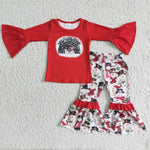 6 B6-6- Promotion $5.5/set no MOQ RTS christmas red long sleeve shirt and pants girls outfits