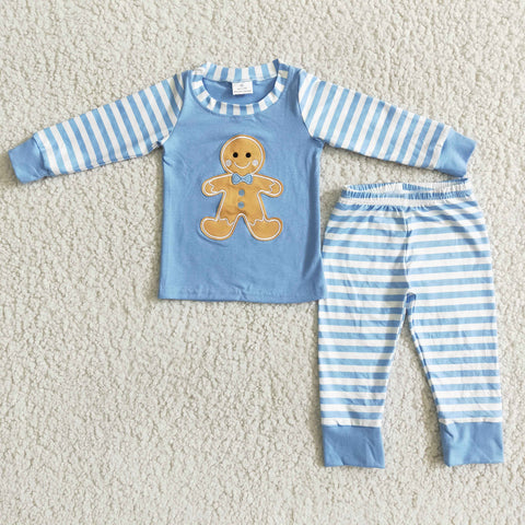 6 B8-23 Promotion $5.5/set blue long sleeve shirt and pants boy outfits
