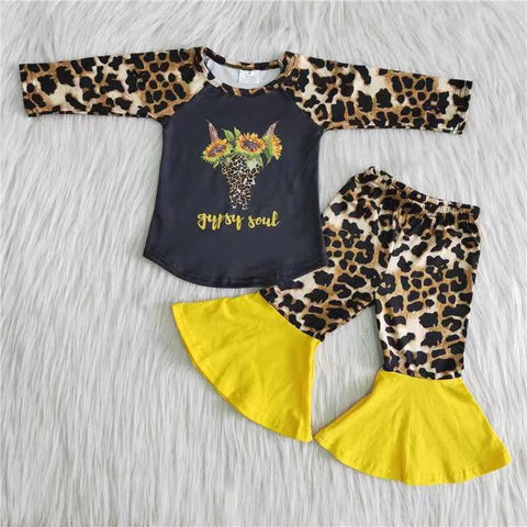 Promotion $5.5/set no MOQ RTS long sleeve shirt and pants girls outfits