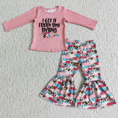 6 C7-17 flower pink long sleeve shirt and pants girls outfits-promotion 2024.12.21