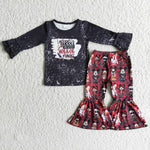 Promotion $5.5/set no MOQ RTS black long sleeve shirt and pants girls outfits