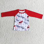 Promotion $5.5/set no MOQ RTS christmas long sleeve boy shirt