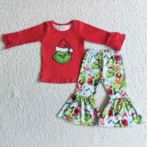 Promotion $5.5/set no MOQ RTS long sleeve shirt and pants girls outfits