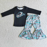 6 C9-34 Promotion $5.5/set no MOQ RTS black long sleeve shirt and pants girls outfits