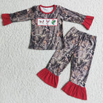 Promotion $5.5/set no MOQ RTS long sleeve shirt and pants girls outfits