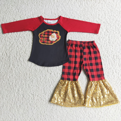 Promotion $5.5/set red long sleeve shirt and pants girls outfits