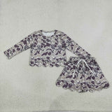 GLD1614 Girls camo long sleeve scalloped skirt Outfits