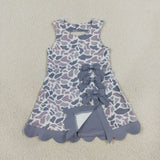 GSD4226 girls camo sleeveless bow scalloped dress yoga