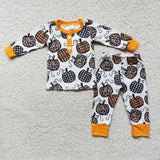 2.99 Matching Baby boys girls pumpkin long sleeves pants pajamas