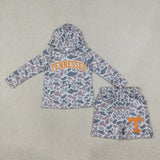 Matching Baby boys team camo long sleeves shorts hooded outfits