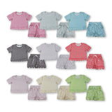 RTS Matching  toddler clothes solid color gingham scallop  print set girls summer clothing-2026.4.2