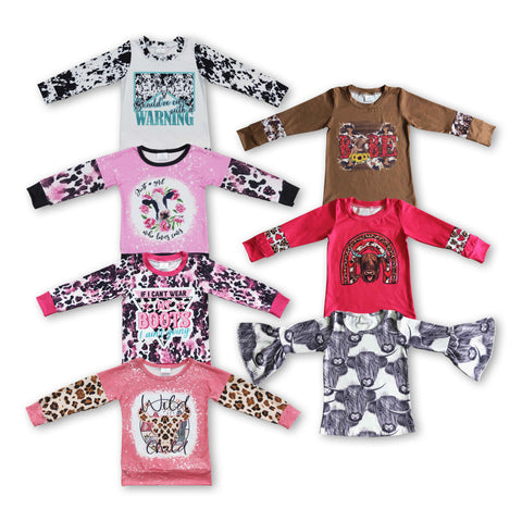 RTS toddler clothes matching clothing baby highland cow print top girls winter t-shirt-2025.10.9