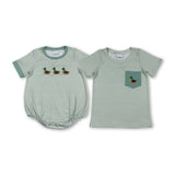 RTS kids matching clothing embroidery mallard print clothing baby boy summer clothing-2025.12.26