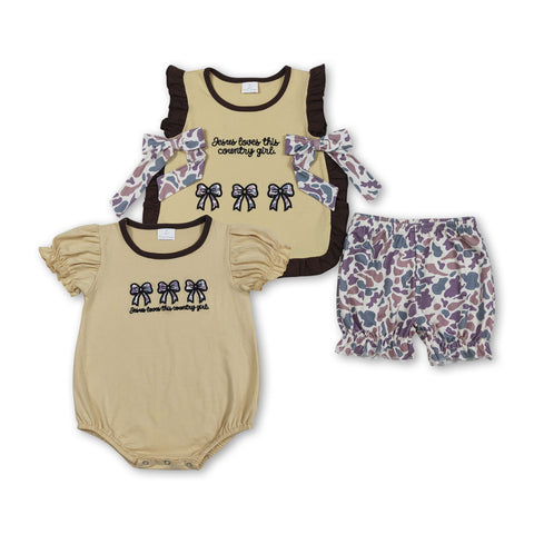 RTS kids matching clothing embroidery bows print clothing girl summer clothing-2025.11.19