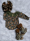 Matching kids leaf deer long sleeve clothing embroidery