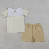 BSSO1777   baby boy clothes embroidery cross print toddler boy easter summer outfit