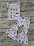 Order Deadline:24th Dec. Split order baby girl clothes cartoon girl bell bottoms pants set