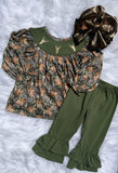 Matching kids leaf deer long sleeve clothing embroidery
