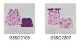RTS kids clothes purple bow kids summer matching clothes summer shorts set