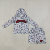 Matching Baby boys team camo long sleeves shorts hooded outfits