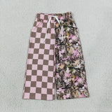 Family Matching Adult  Baby kids plaid leaf pants