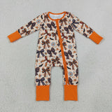 LR3161 baby boys Halloween candy bow long sleeve zipper romper