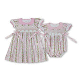 RTS kids matching clothing embroidered flowers print clothing girl summer clothing-2025.9.8