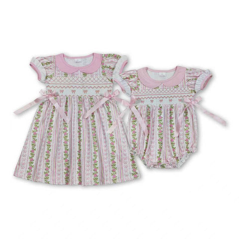 RTS kids matching clothing embroidered flowers print clothing girl summer clothing-2025.9.8