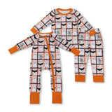 RTS kids matching clothing ghost bat print clothing girl halloween winter clothing-2025.9.5