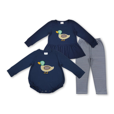 RTS kids matching clothing embroidered mallard print clothing  girl winter clothing-2025.10.11