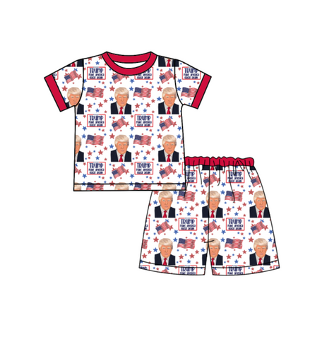 Order Deadline:21th Nov. Split order baby boy clothes president boy summer shorts set