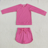RTS toddler clothes matching clothing solid color set kids summer yoga clothing