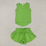 RTS toddler clothes matching clothing solid color set kids summer yoga clothing
