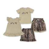 RTS Matching kids clothing embroidery hunting print clothing baby summer clothing-2026.4.14