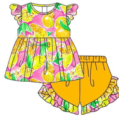 Order Deadline:8th Apr. Split order toddler clothes lemon girl  summer set