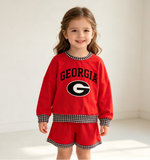 GLS0168 girls GEO red long sleeve shorts outfits vinyl