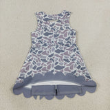 GSD4226 girls camo sleeveless bow scalloped dress yoga