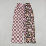 Family Matching Adult  Baby kids plaid leaf pants