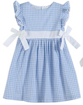 Custom order MOQ 3pcs each design toddler clothes blue gingham girl  summer dress