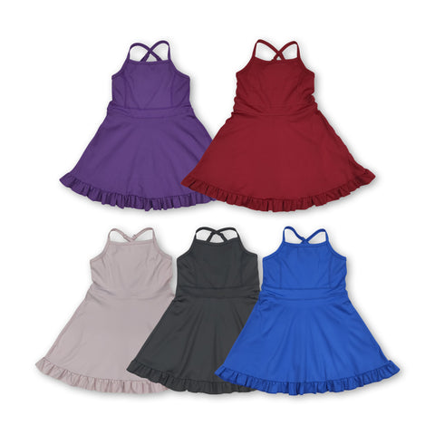 RTS toddler clothes matching clothing solid colors dress kids summer yoga clothing-2025.7.24