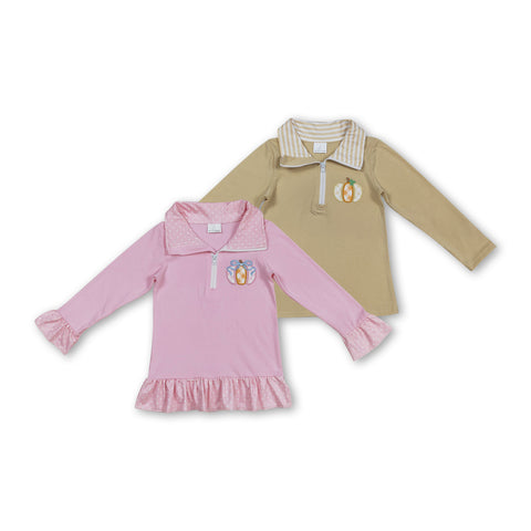 RTS toddler clothes matching clothing embroidery pumpkin top kids thanksgiving clothing-2025.9.4