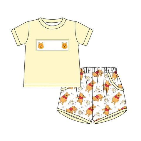 Order Deadline:22th Apr. Split order baby boy clothes cartoon bear boy summer shorts set