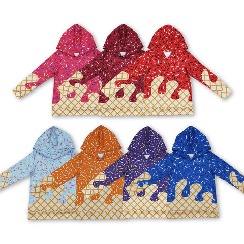 RTS toddler clothes matching clothing ice cream print kids winter hoodie-2025.7.28
