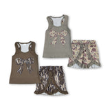 RTS baby clothes girl summer set  camo bows baby summer shorts set